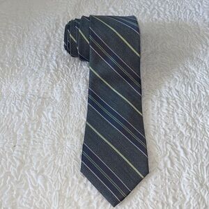 DKNY Diagonal Striped Silk Necktie